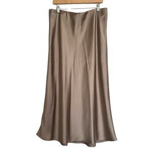 Zara Bias-Cut Satin Slip Skirt – XL – Taupe Beige